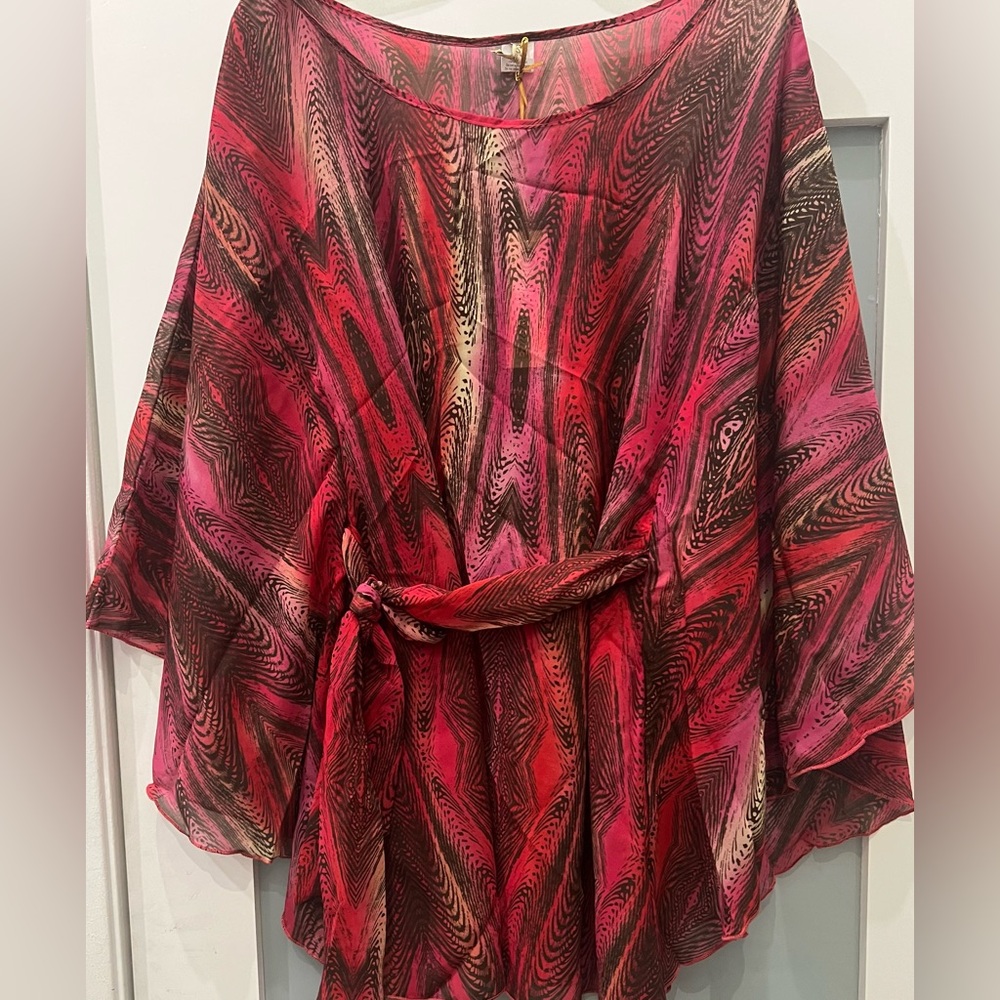 BRAND NEW Bellissima Sheer Pullover Tunic Top Colorful Women’s Sz S/M